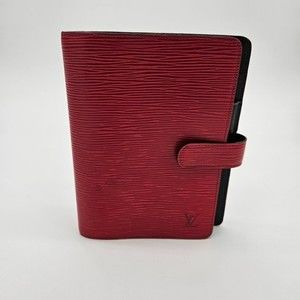 💯 Authentic Louis Vuitton Red Epi Leather Medium Ring Agenda w/ all inse…